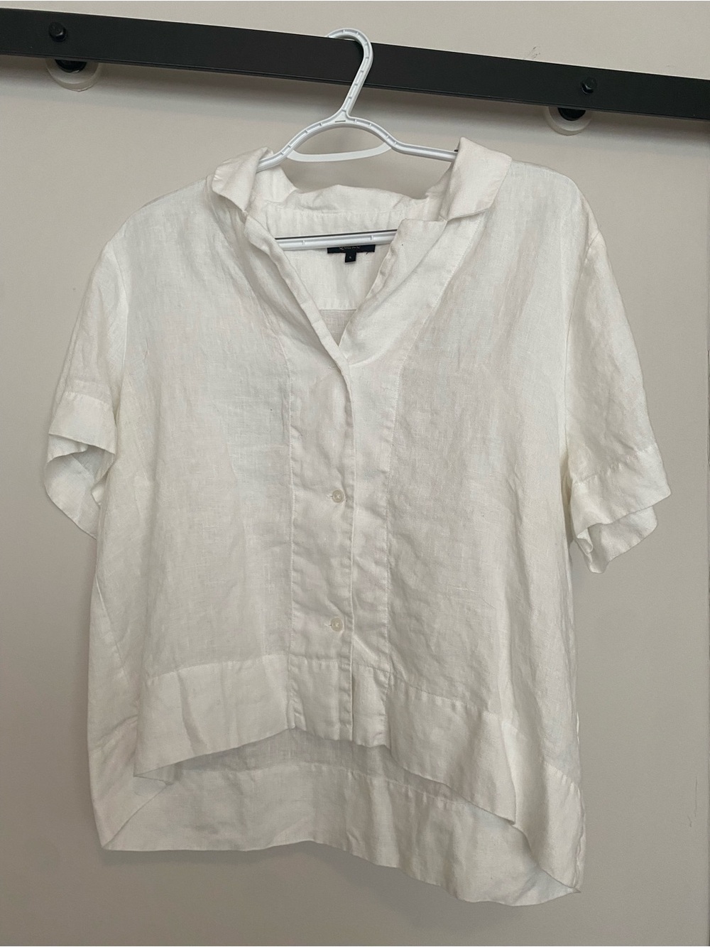 Quince 100% Linen Short Sleeve Button Up Blouse | Large | White | Good Condition